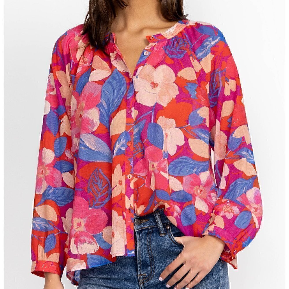Johnny Was Giverney Gardens Raglan Poet Blouse NWT Large